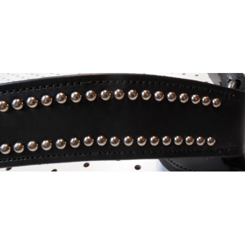 Black Leather Breast Collar With Nickle Spots